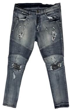 Rue21 Distressed Skinny Biker Jean's with Heavy Embellishments Tag 34 Actual 32